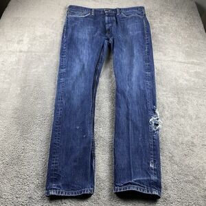 THRASHED Levis 508 Regular‎ Fit Straight Leg Jeans Mens 36x34 Blue Mid Rise